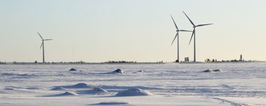 Vindkraftverk på vintern