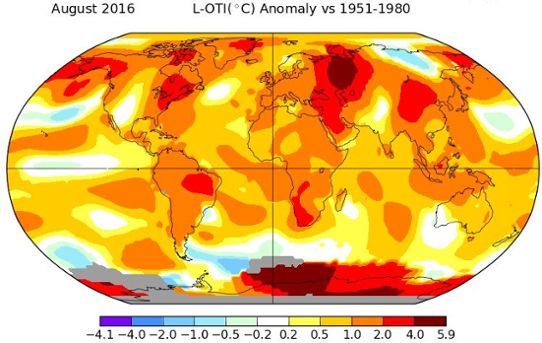 Global temperaturavvikelse augusti 2016