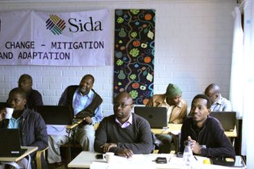 tjänstemän från Afrika i föreläsningssalen på SMHI i Norrköping
