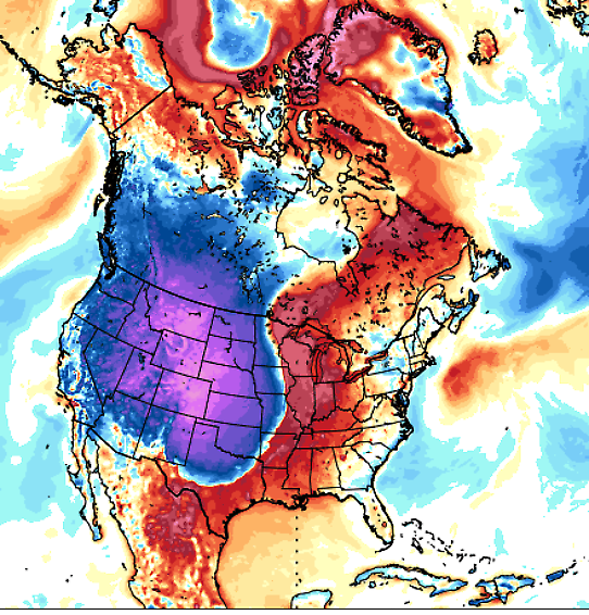 Avvikelse från normal temperatur i Nordamerika den 11 oktober 2011
