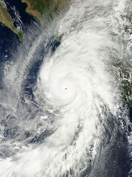 Satellitbild över Patricia den 23 oktober 2015 strax efter att orkanen nått sin maximala intensitet.