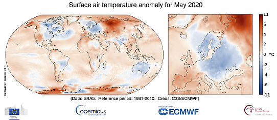 Maj 2020-Global temperaturanomali