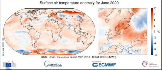 Global temperaturanomali i juni 2020
