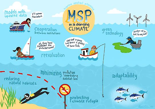 Malva Crona's illustration capturing Marine Spatial Planning and Climate Change