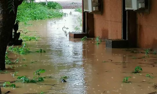 Flooded building in Niamey, the capital of Niger