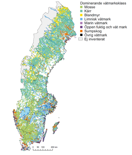 Karta våtmarksklasser Sverige