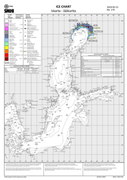 Karta som visar Is och ytvattentemperatur i havet 15 maj 2023