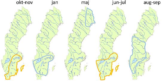 Kartor över vattenhändelser under året 