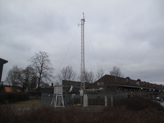 Bilden visar den meteorologiska stationen i Uppsala i mars 2021.