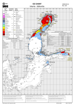 Karta som visar Is och ytvattentemperatur i havet 31 mars 2024.