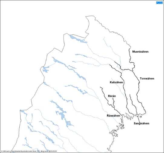 Karta med vattendrag