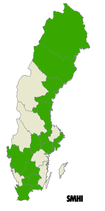 Analyzes of the future climate have been conducted in the counties in marked with green. 