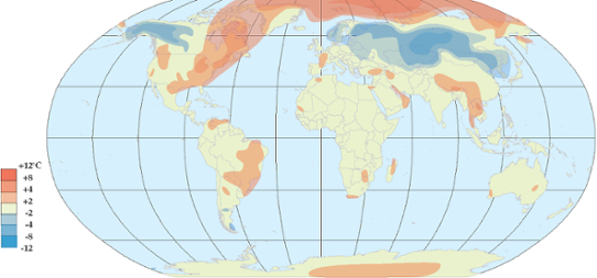 Global temperaturanomali i december 2012.