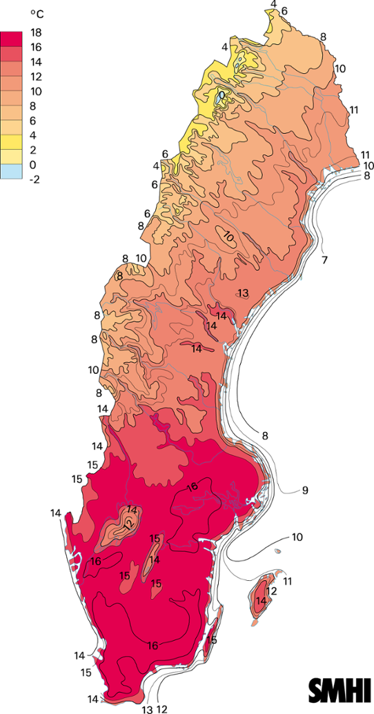 Normalkarta dygnets maximitemperatur medelvärde 1961-1990 maj