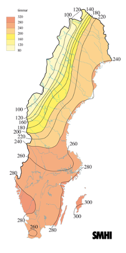 Karta med soltimmar under april 2007