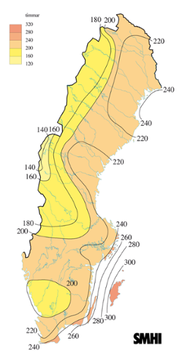 Karta med soltimmar under maj 2007