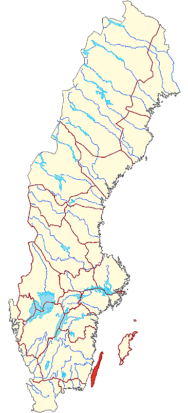 Öland markerat på Sverigekarta