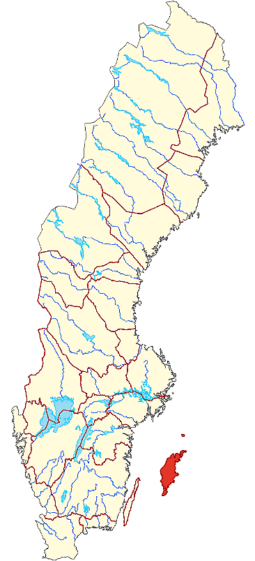 Gotland markerat på Sverigekarta