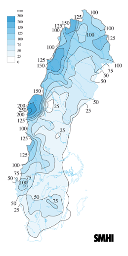 Snötäckets beräknade vattenvärde 20 februari 2006