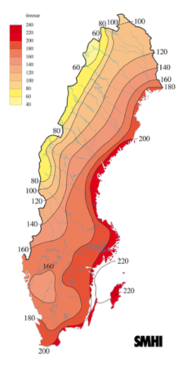 Karta med soltimmar under september 2005