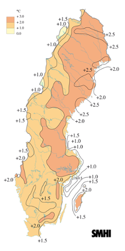 Medeltemperaturens avvikelse från det normala i september 2009