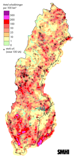 Totalt antal blixtar under juli 2014