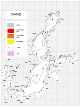 Is- och ytvattentemperatur i havet 30 november