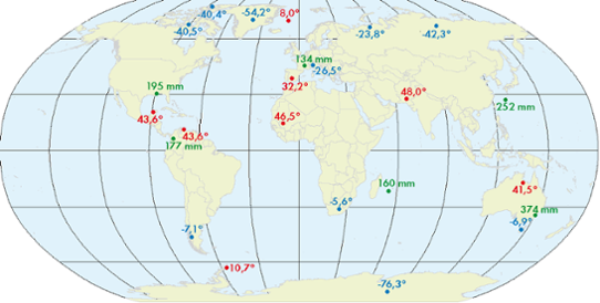 Globala extremer under april 2015.