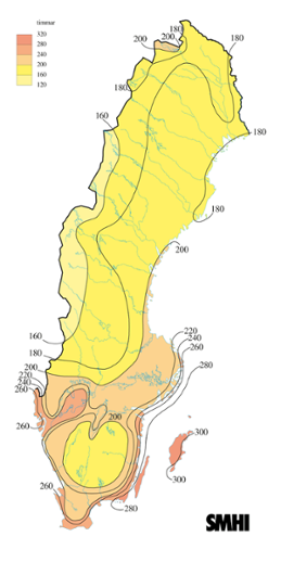 Karta med soltimmar under maj 2015