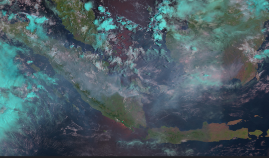 Rök från skogsbränder i Indonesien