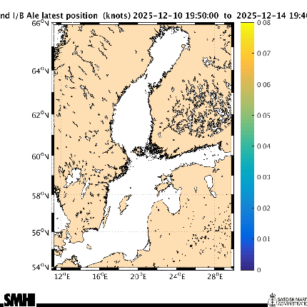Isbrytaren Ales senast rapporterade position