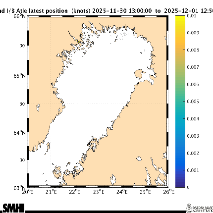 Isbrytaren Atles senast rapporterade position