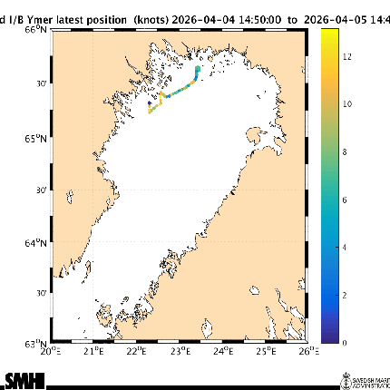 Isbrytaren Ymers senast rapporterade position
