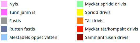 Förklaring av färgerna på kartan.