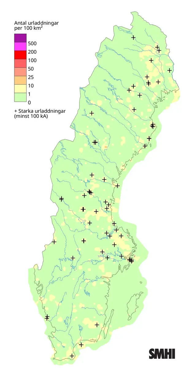 Totalt antal blixtar under maj 2026.