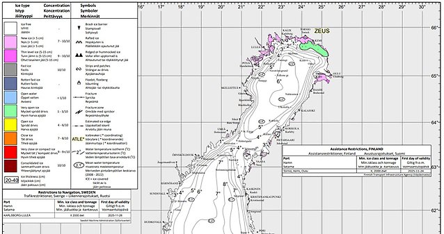 Karta över havsis den 24 november 2025.