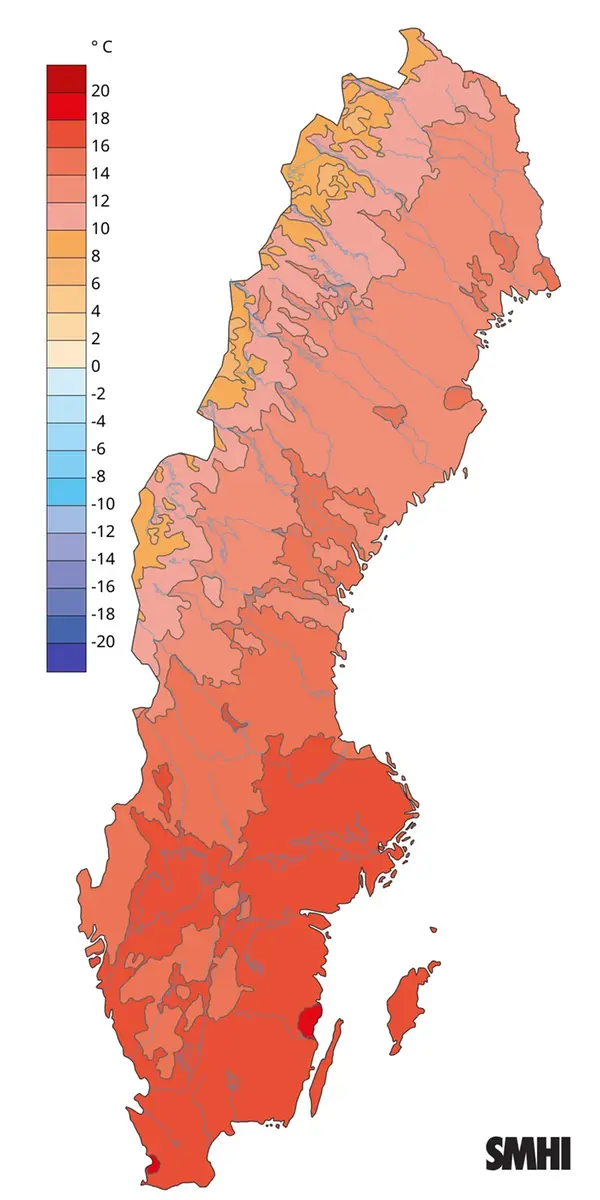 Månadsmedeltemperaturen under juni 2026.