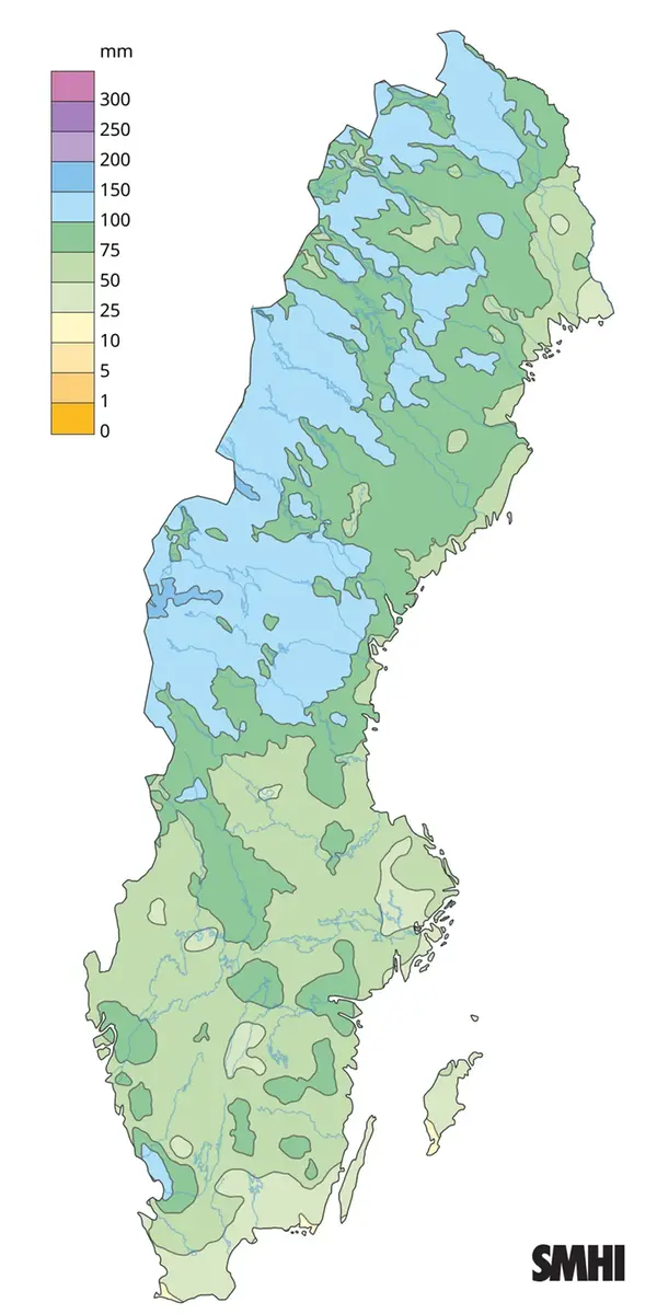 Nederbördssumma under juni 2026.