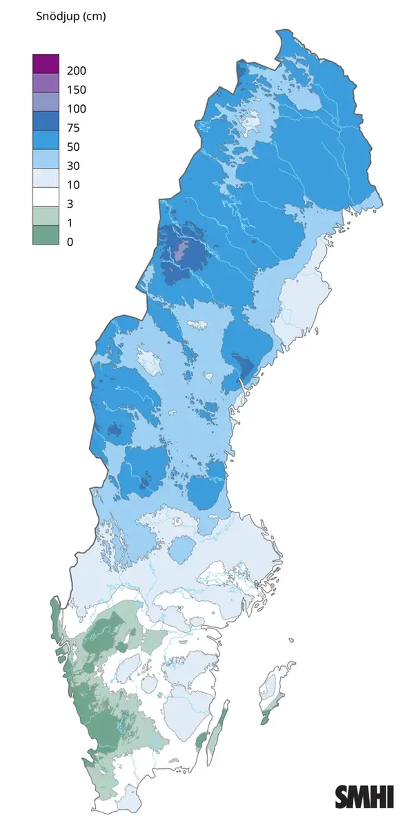 Snödjup den 31 januari 2026.