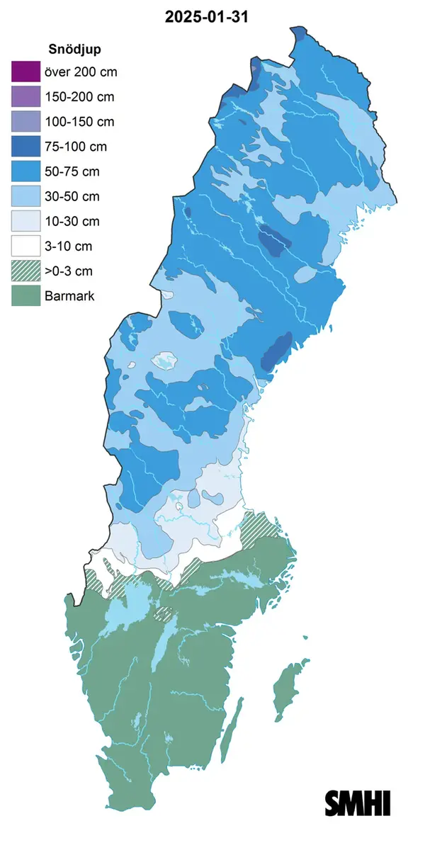 Nederbörden i procent av normalperioden 1991-2020 för december 2024.