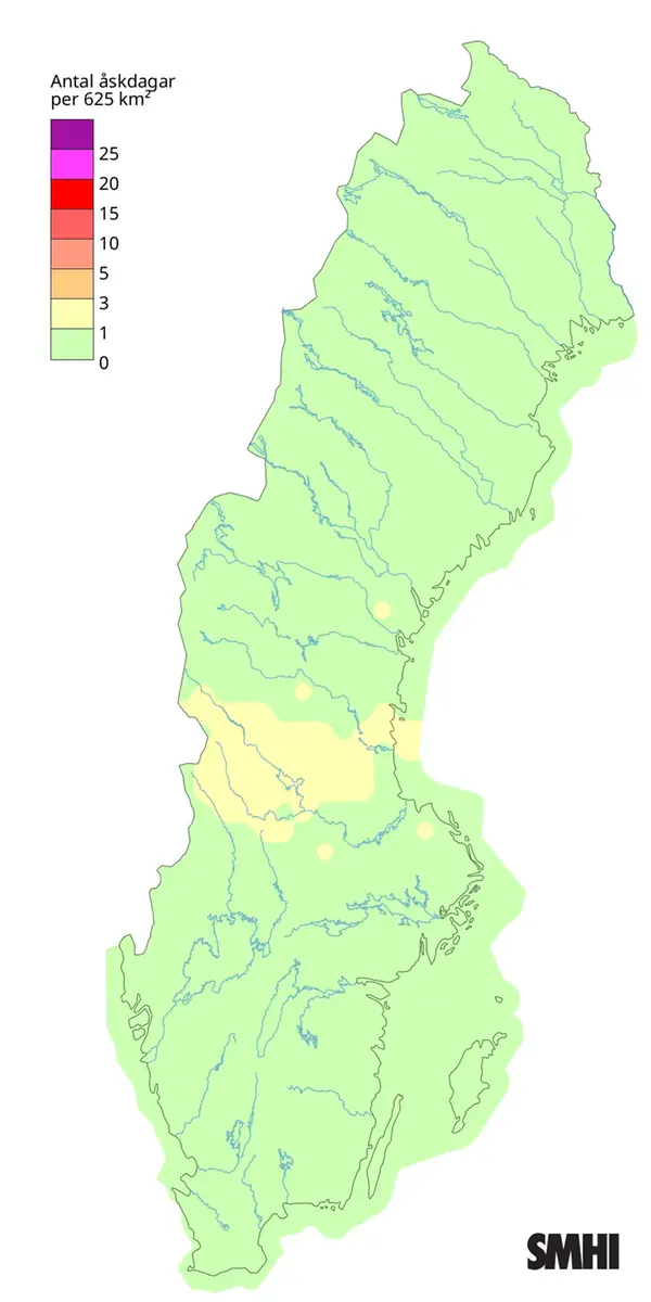 Antal åskdagar under april 2025.