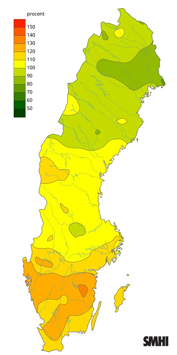 Byvindens avvikelse från det normala (1996-2015) under juni 2025.