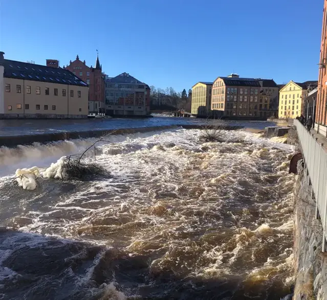 Lördagen den 17 februari bjöd på soligt väder på många håll. I Motala ström i Norrköping hade den mycket nederbördsrika vintern ihop med snösmältning satt sina spår.