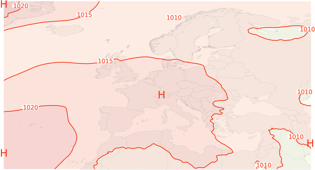 Medellufttryck i Europa i maj 2026.
