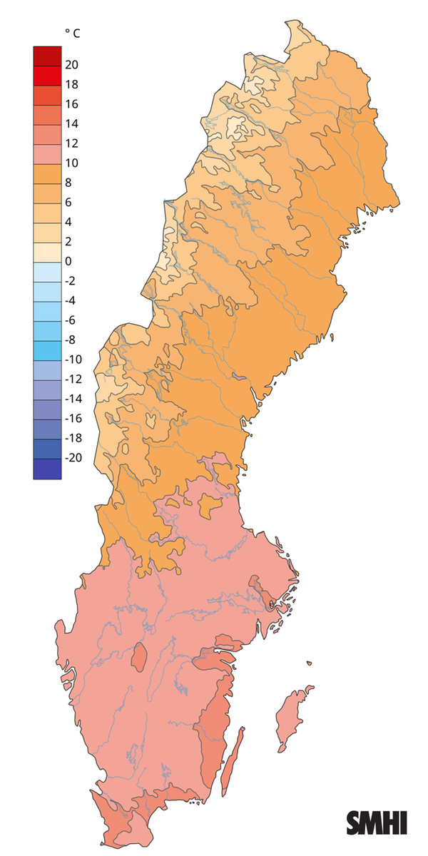 Månadsmedeltemperaturen under maj 2026.