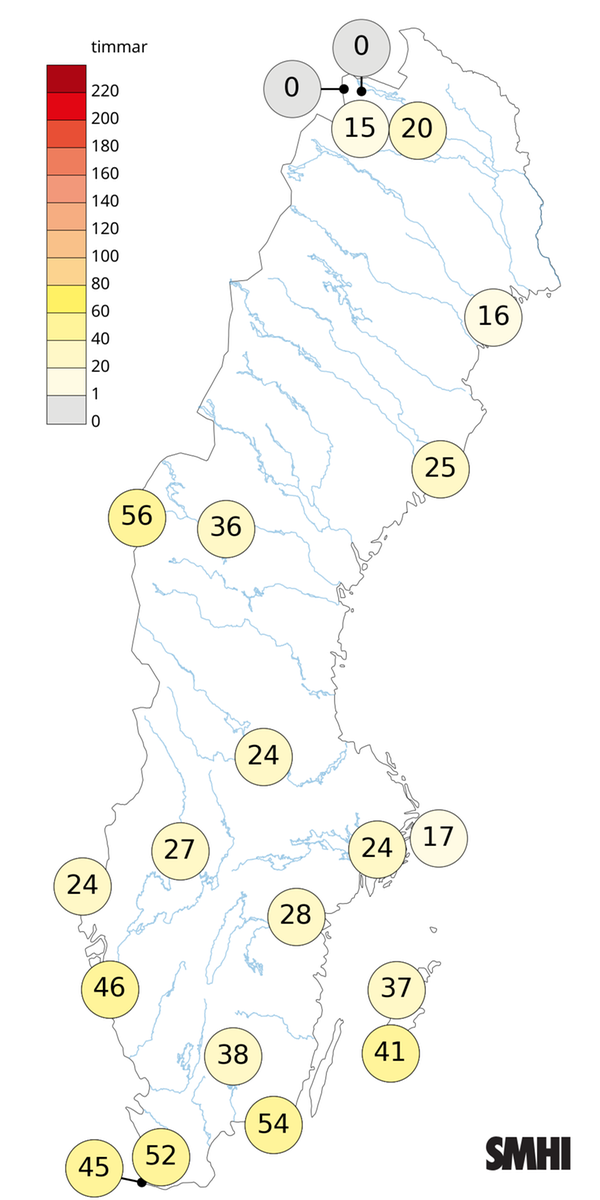 Antal soltimmar i januari 2026.