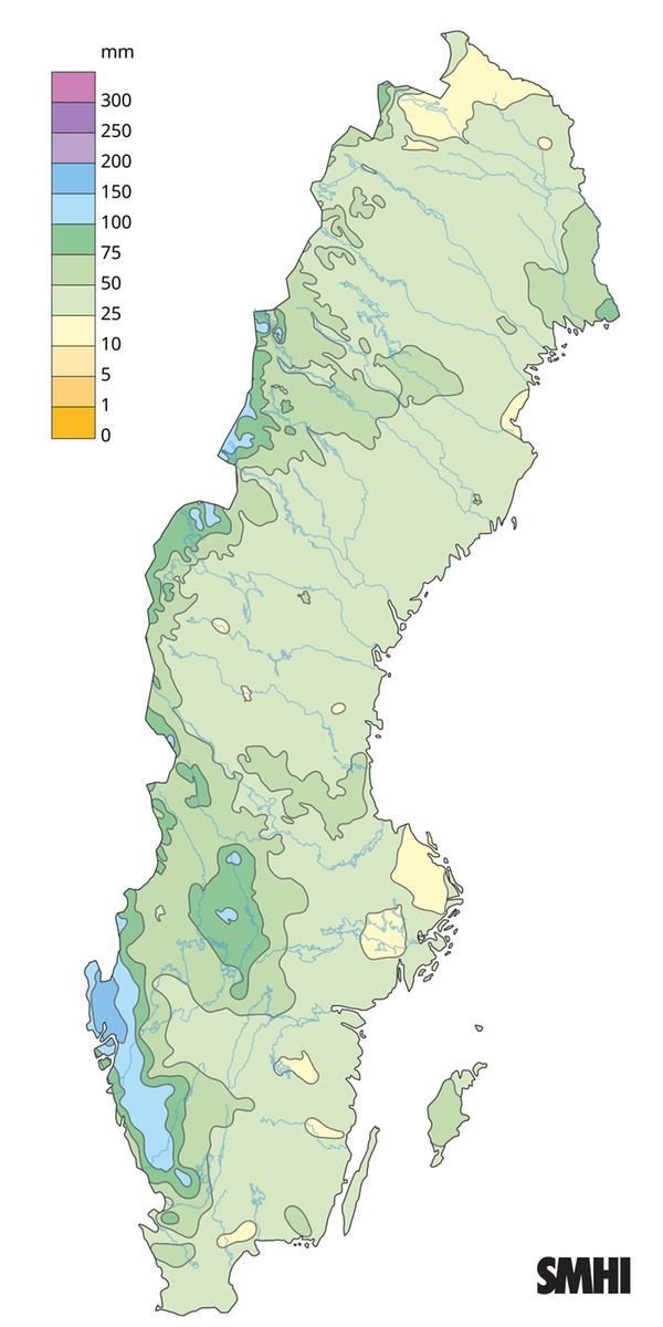 Nederbördssumma under november 2025.