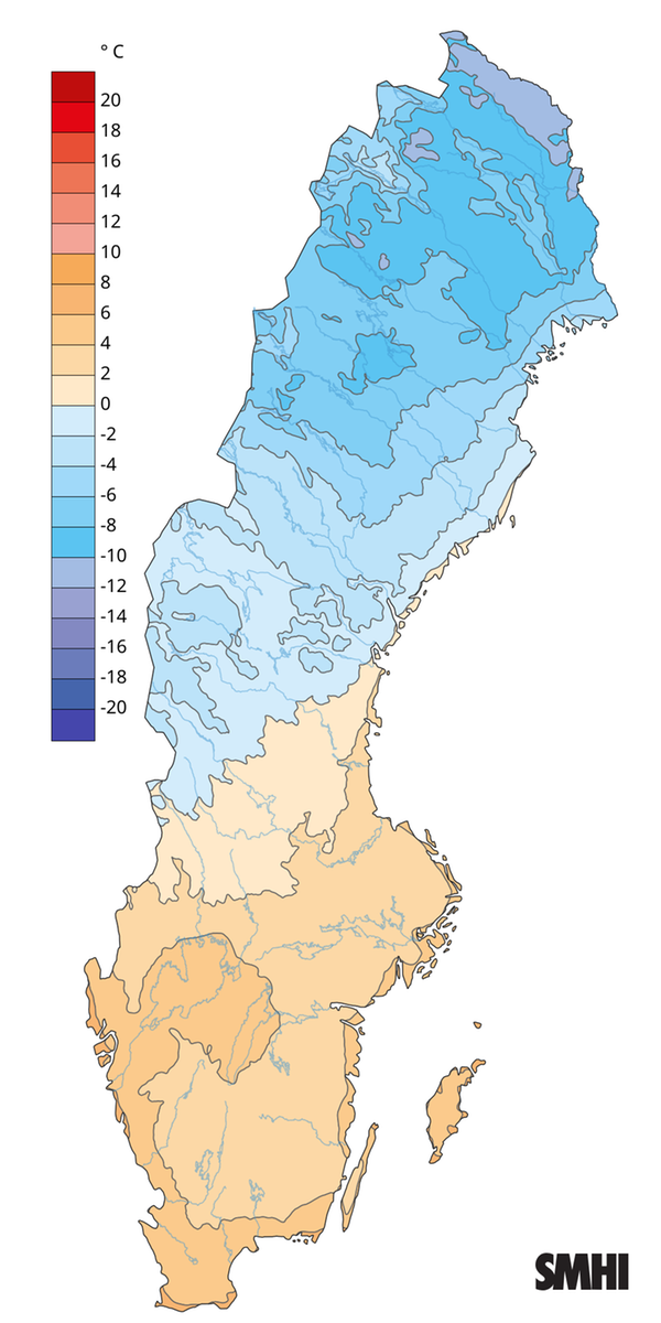 Månadsmedeltemperaturen under november 2025.