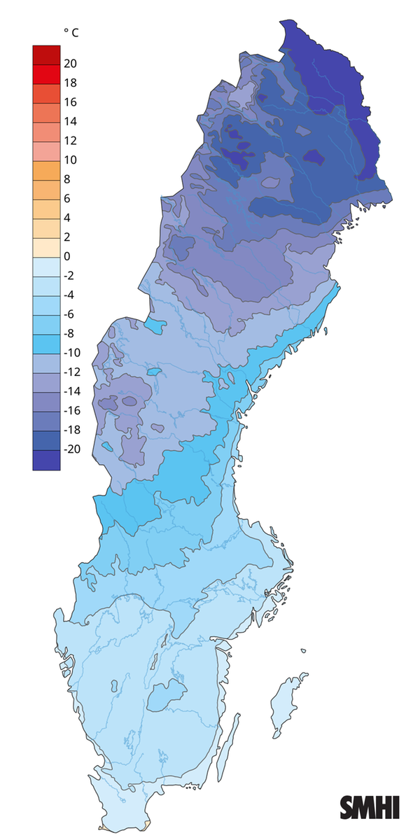 Månadsmedeltemperaturen under januari 2026.