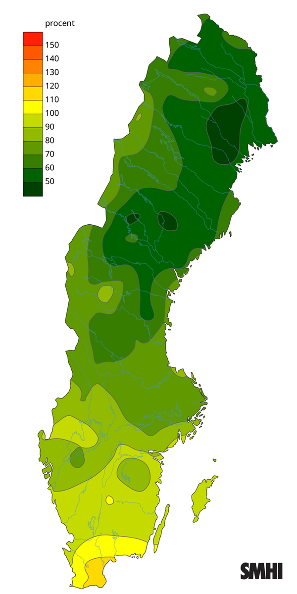 Byvindens avvikelse från det normala (1996-2015) under februari 2026.